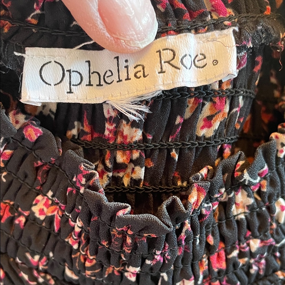 OPHELIA ROE Smocked High-Neck Black Floral Blouse Size 1X - Picture 8 of 10